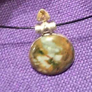 Sale! Silver Landscape Jasper and Citrine Pendant Natural Stone - Bundle only.